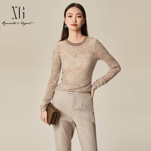 XG/雪歌修身长袖圆领上衣女装