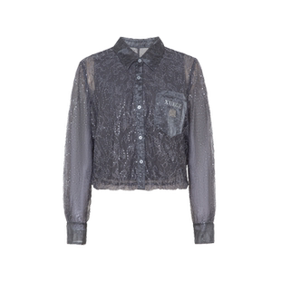 XG/雪歌商场同款2024秋新款法式风透视雪纺长袖衬衫XJ321003A481