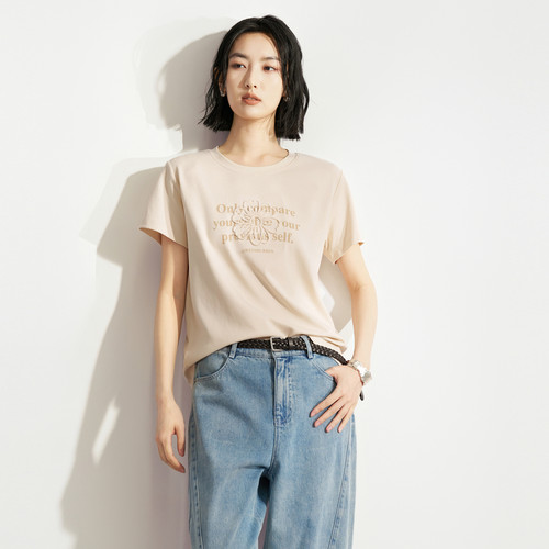 XG/雪歌字母印花百搭短袖T恤女