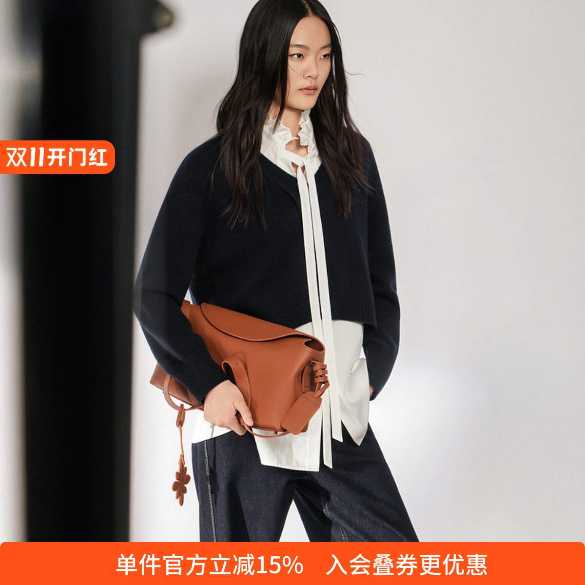 XG/雪歌假两件撞色针织衫女