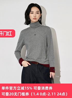 XG/雪歌2025年冬季新款修身高领百搭长袖T恤女上衣XL401619A884