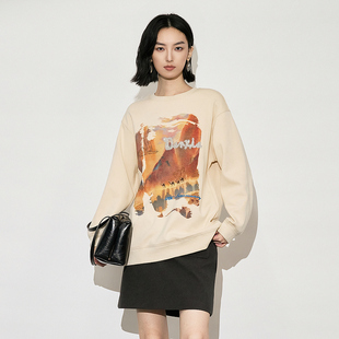 休闲圆领套头印花长袖 新款 卫衣女XK401002B351 雪歌2025年冬季