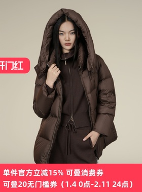 XG/雪歌2025年冬季新款简约休闲宽松连帽羽绒服外套XK406007A372