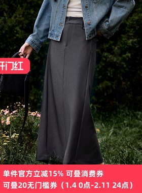 XG/雪歌专柜复古垂坠感半身裙女2024秋季新款中长裙XK303724A884