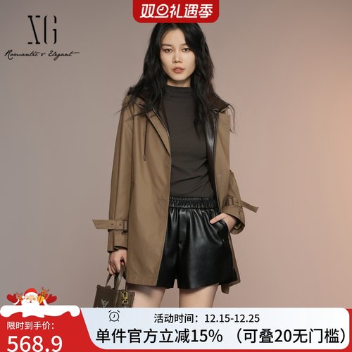 XG/雪歌休闲连帽风衣女百搭外套