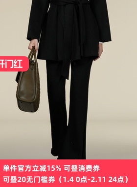 XG/雪歌2025年冬季新款百搭黑色毛边微喇牛仔裤女XK402015A290