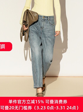 XG/雪歌26春新款复古直筒牛仔裤女显瘦休闲九分长裤XL102014A419