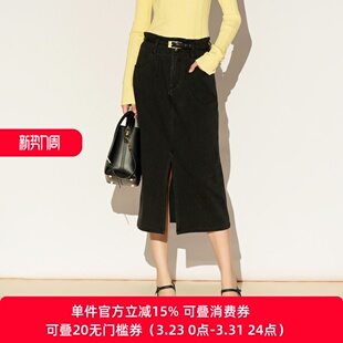 XG/雪歌26春装新款简约风黑色牛仔半身裙女直筒裙子XL103018A390