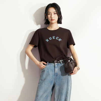 XG/雪歌字母印花休闲短袖T恤女
