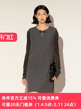 XG/雪歌26春新款新中式盘扣连衣裙长袖中国风气质裙XL104015A183