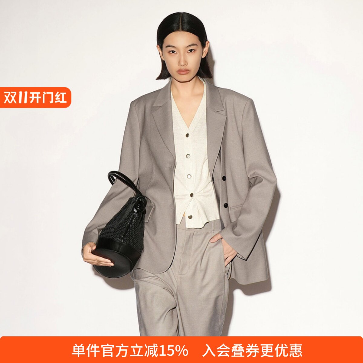 XG/雪歌商务风灰色长袖西装外套