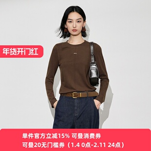 XG/雪歌25年冬季新款圆领修身百搭长袖针织衫女上衣XL401622A809