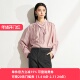 粉色通勤上衣XL121003A516 女长袖 雪歌26春新款 优雅风系带衬衫