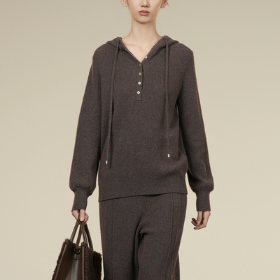 XG/雪歌休闲宽松连帽针织衫毛衣