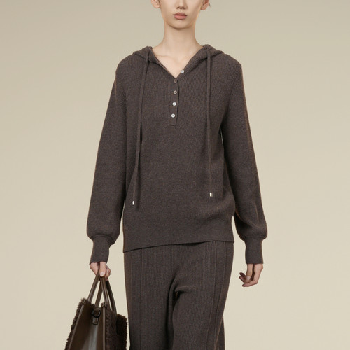 XG/雪歌休闲宽松连帽针织衫毛衣