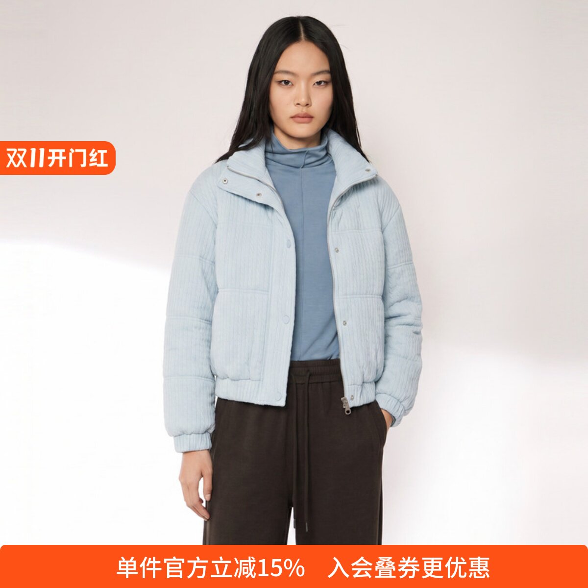 XG/雪歌宽松保暖立领短款棉服女