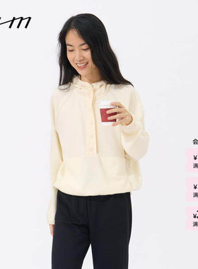 WHM绒感细格针织布连帽衫