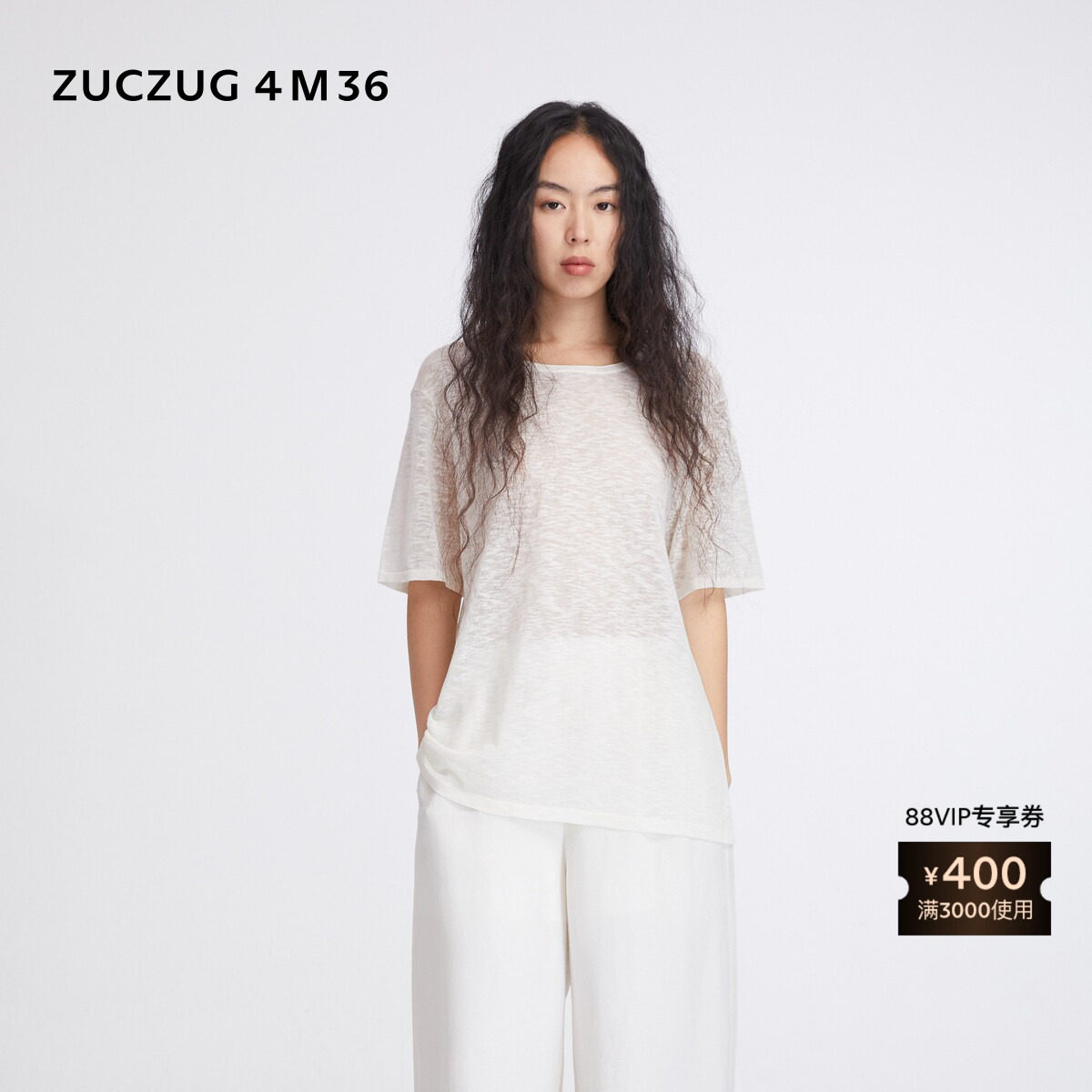 ZUCZUG4M36亚麻横机宽松短袖T恤