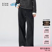 女士休闲宽松环保棉黑色牛仔直筒裤 冬季 klee 素然klee