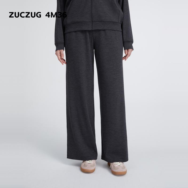ZUCZUG4M36羊毛罗纹微喇直筒裤