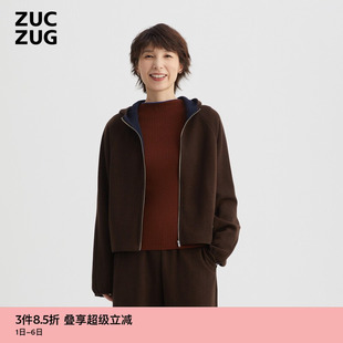 ZUCZUG 女士休闲双面异色进口针织布拉链夹克 素然冬季