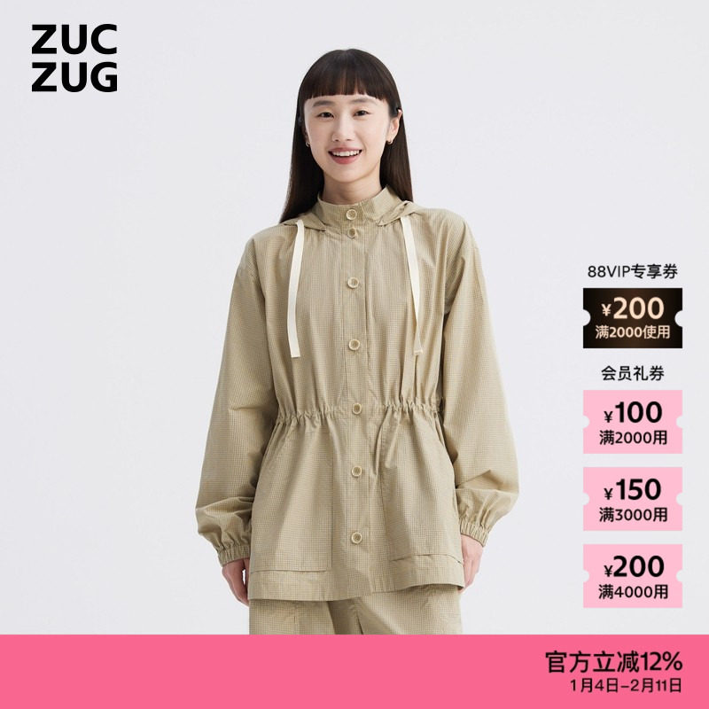 【新品】ZUCZUG 素然25冬女士经典高级舒适色织格纹棉布短风衣,女装/女士精品,风衣,淘宝优惠券,粉丝福利购,淘宝优惠卷