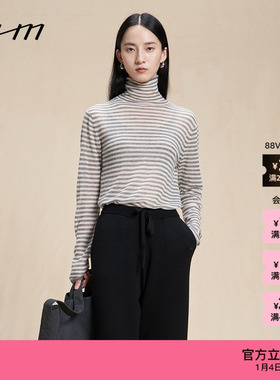 【新品】素然 WHM 25冬女士复古简约休闲薄羊绒羊毛高领长袖上衣