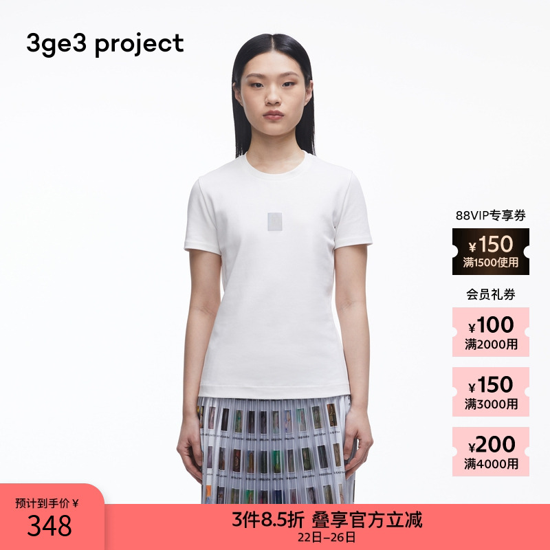 3ge3 project纯棉针织布女T恤