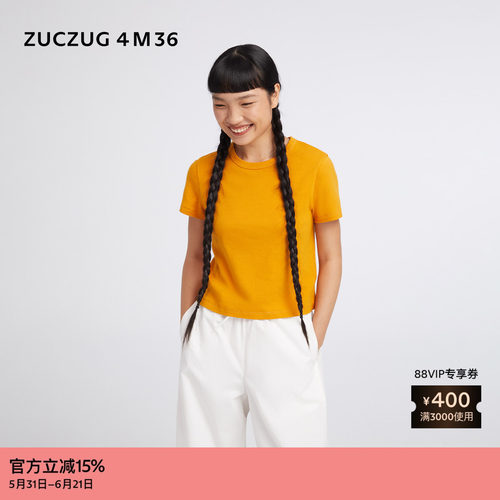 ZUCZUG4M36罗纹针织布小圆领T恤