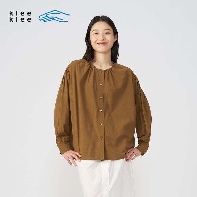 kleeklee环保棉棉布抽褶衬衫
