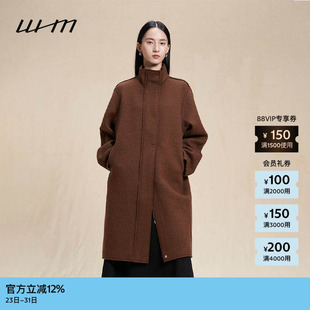 素然 冬女士简约设计感阔系绒感针织呢立领长外套 WHM