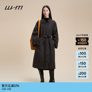 素然 冬女士复古重磅蜡感亚麻可脱卸羽绒内胆外套 WHM