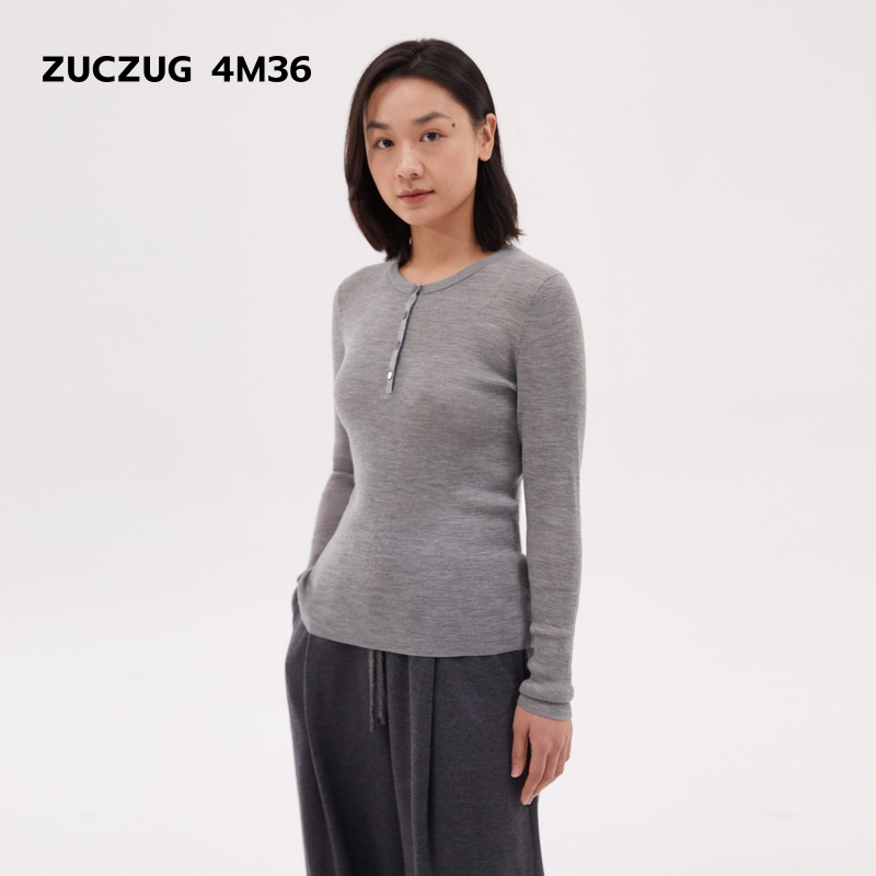 ZUCZUG4M36细针羊毛亨利领打底