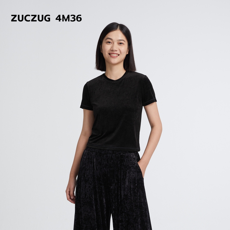 ZUCZUG4M36压花丝绒修身T恤