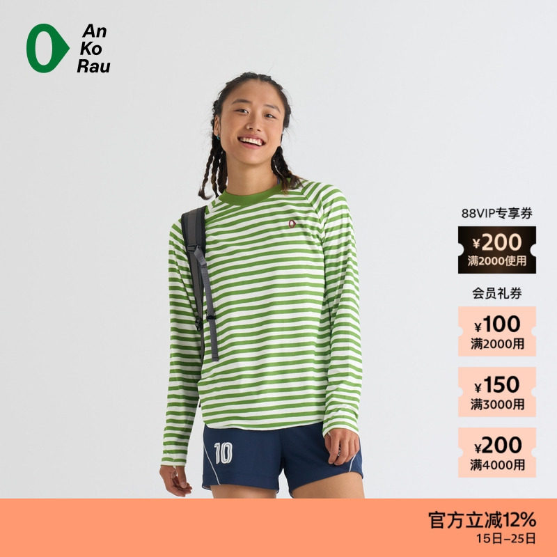 AnKoRau磨毛图案圆领长袖T恤