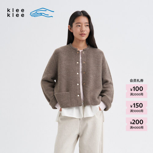 kleeklee山羊毛衬衫拼接短夹克