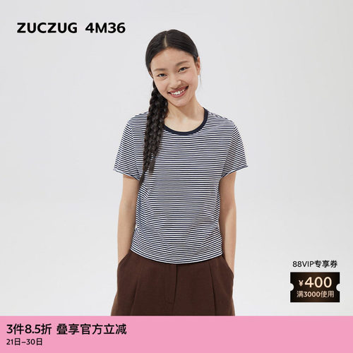 ZUCZUG4M36柔软棉小圆领短袖T恤
