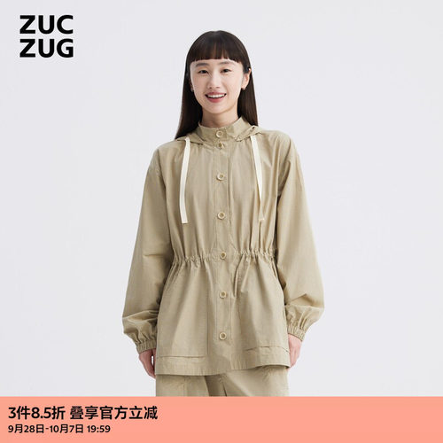 ZUCZUG素然色织格纹棉布短风衣