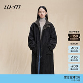 素然 25冬女士简约阔系尼龙拼接轻型抓绒立领长外套 WHM