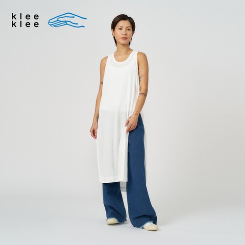 kleeklee保棉起皱棉布背心裙