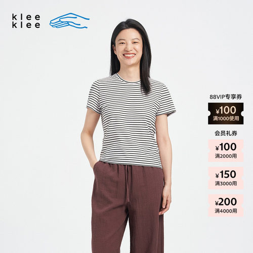 KleeKlee女士环保棉条纹短袖T恤