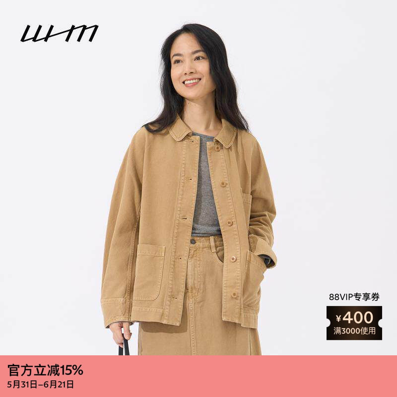 素然WHM 秋女士经典复古简约平纹帆布贴袋多口袋短夹克
