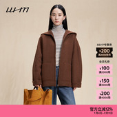 素然WHM 新品 25冬女士复古简约休闲设计感绒感针织呢连帽外套