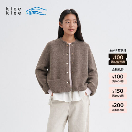 kleeklee山羊毛衬衫拼接短夹克