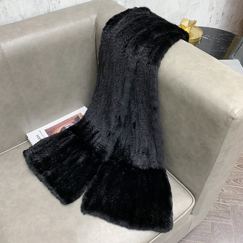 宾雅图女士皮草鱼尾水貂加密围巾