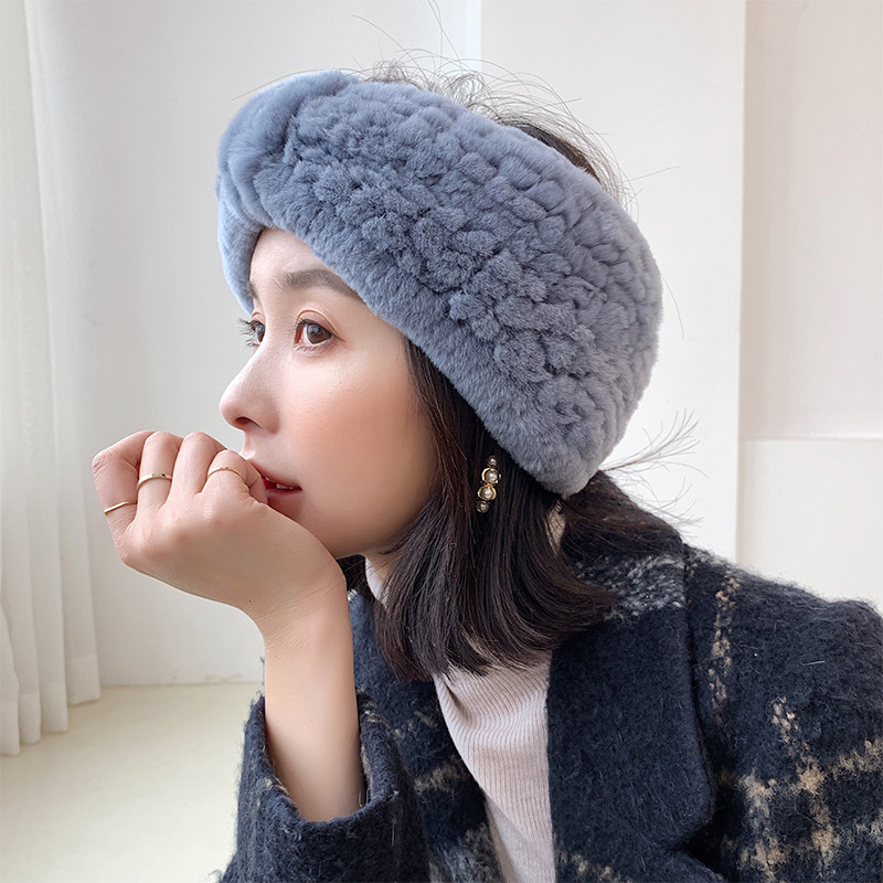 宾雅图 獭兔毛蝴蝶结弹力小围脖 皮草发圈发箍两用 韩国创意围巾