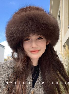 渔夫帽紫貂显得脸小冬季