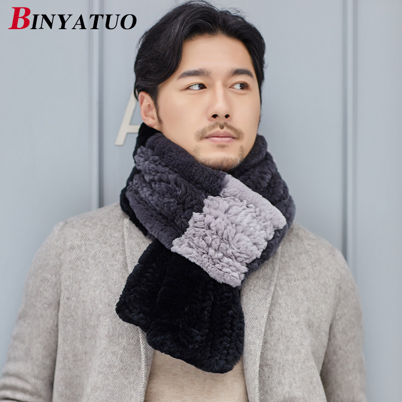 休闲商务风双面獭兔毛皮草长围巾