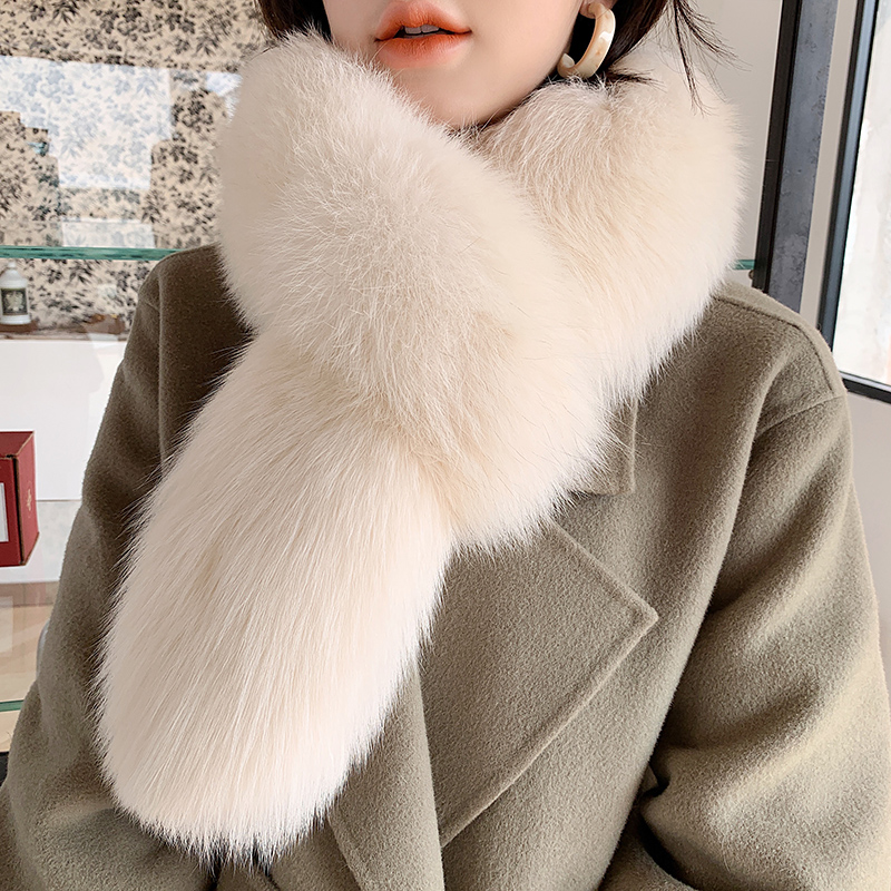 宾雅图女士双面整皮毛领子围巾