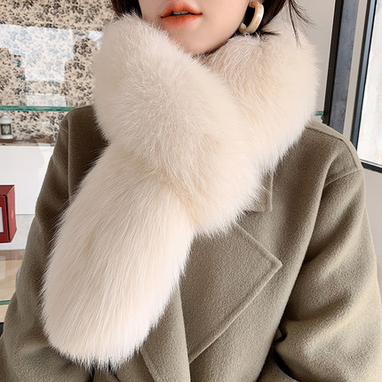 宾雅图 新款女士冬季保暖皮草围巾 双面整皮狐狸毛加厚围脖毛领子